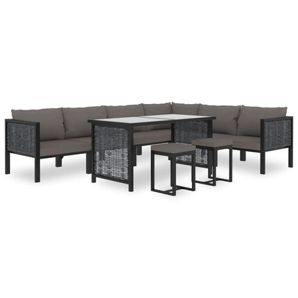9 Piece Garden Lounge Set with Cushions Poly Rattan Anthracite