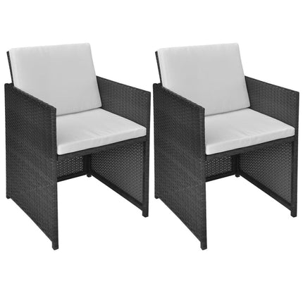 vidaXL Garden Chairs 2 pcs with Cushions and Pillows Poly Rattan Black