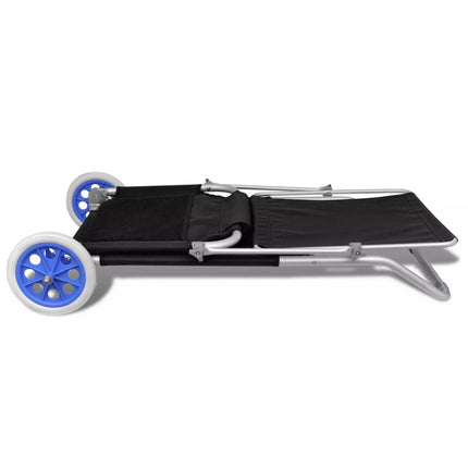 vidaXL Folding Sun Lounger with Canopy and Wheels Aluminium Black
