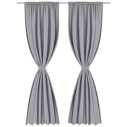 vidaXL 2 pcs Grey Slot-Headed Blackout Curtains 135 x 245 cm