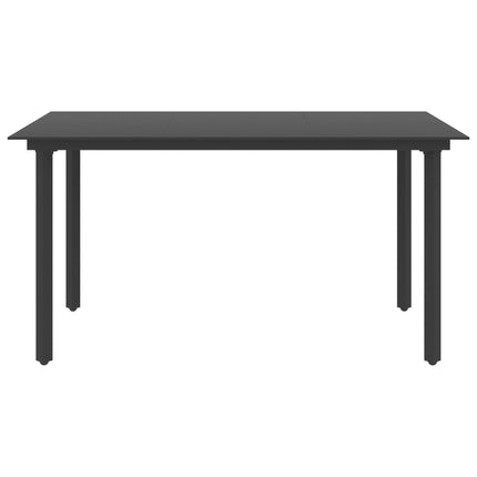 vidaXL Garden Dining Table Black 150x80x74 cm Steel and Glass