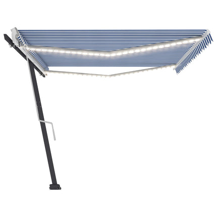 vidaXL Manual Retractable Awning with LED 500x300 cm Blue and White