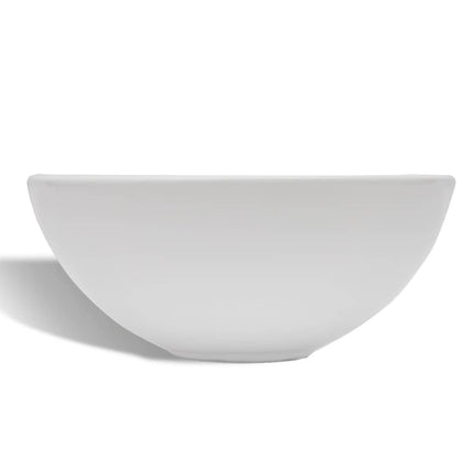 vidaXL Bathroom Basin with Mixer Tap Ceramic Round White