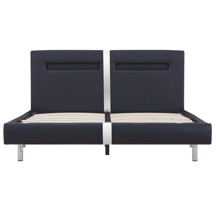 Bed Frame with LED Black Faux Leather King Size