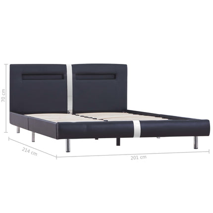 Bed Frame with LED Black Faux Leather King Size