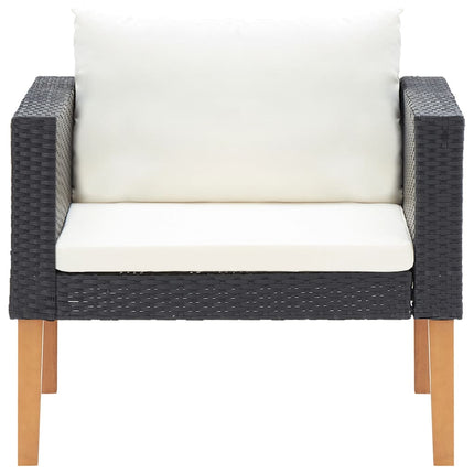 vidaXL Single Garden Sofa with Cushions Poly Rattan Black
