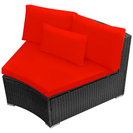 vidaXL 13 Piece Garden Lounge Set with Cushions Poly Rattan Red