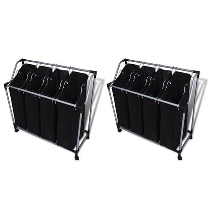vidaXL Laundry Sorters with Bags 2 pcs Black and Grey