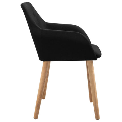 vidaXL Dining Chairs 4 pcs Black Fabric and Solid Oak Wood