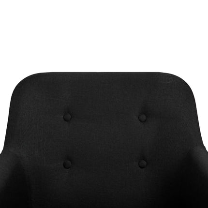 vidaXL Dining Chairs 4 pcs Black Fabric and Solid Oak Wood