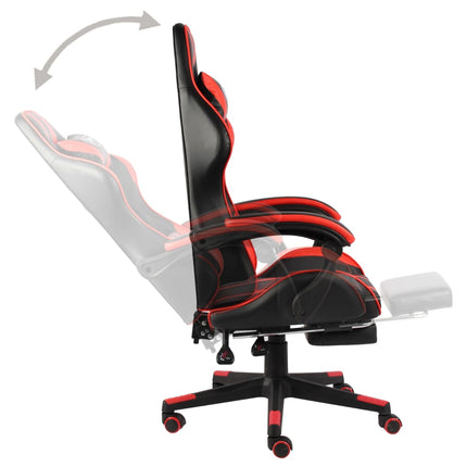 vidaXL Racing Chair with Footrest Black and Red Faux Leather