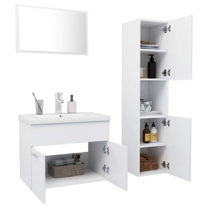Bathroom Furniture Set White Engineered Wood