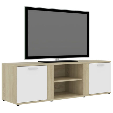 vidaXL TV Cabinet White and Sonoma Oak 120x34x37 cm Chipboard