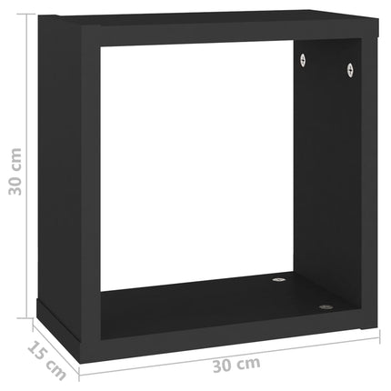 Wall Cube Shelves 6 pcs Black 30x15x30 cm