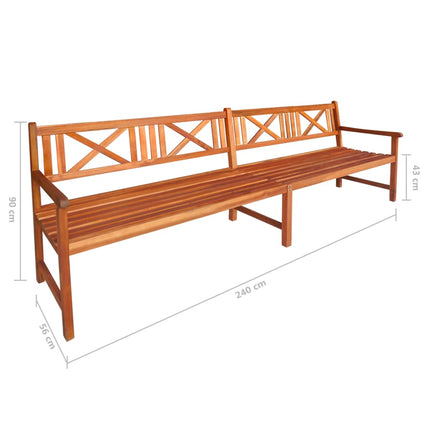 Garden Bench with Cushions 240 cm Solid Acacia Wood