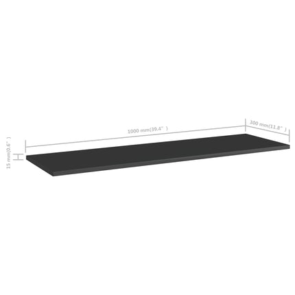 vidaXL Bookshelf Boards 8 pcs High Gloss Black 100x30x1.5 cm Chipboard