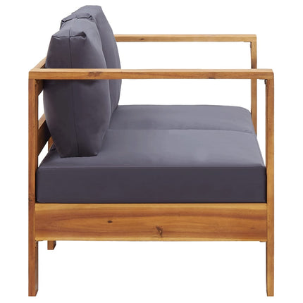 vidaXL 4 Piece Garden Lounge Set with Cushions Grey Solid Acacia Wood