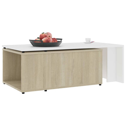 vidaXL Coffee Table White and Sonoma Oak 150x50x35 cm Chipboard