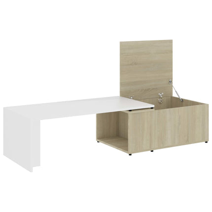 vidaXL Coffee Table White and Sonoma Oak 150x50x35 cm Chipboard
