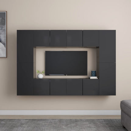 vidaXL 8 Piece TV Cabinet Set Grey Chipboard
