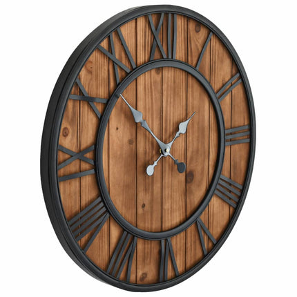 vidaXL Vintage Wall Clock with Quartz Movement Wood and Metal 60 cm XXL
