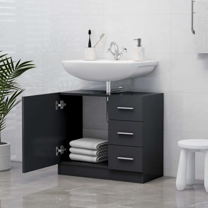 Sink Cabinet Grey 63x30x54 cm Engineered Wood