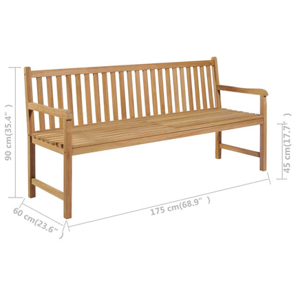 vidaXL Garden Bench with Cream Cushion 175 cm Solid Teak Wood