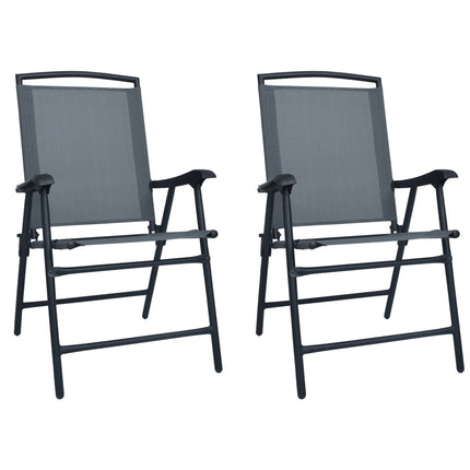 vidaXL Folding Garden Chairs 2 pcs Texilene Grey