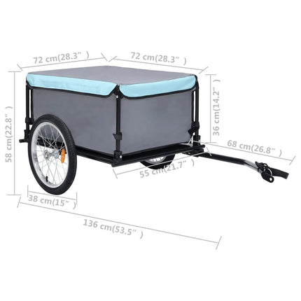vidaXL Bike Cargo Trailer Black and Blue 65 kg