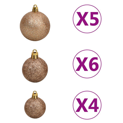 vidaXL Artificial Christmas Tree with LEDs&Ball Set Gold 150 cm PET