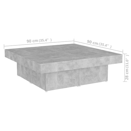 Coffee Table Concrete Grey 90x90x28 cm Engineered Wood