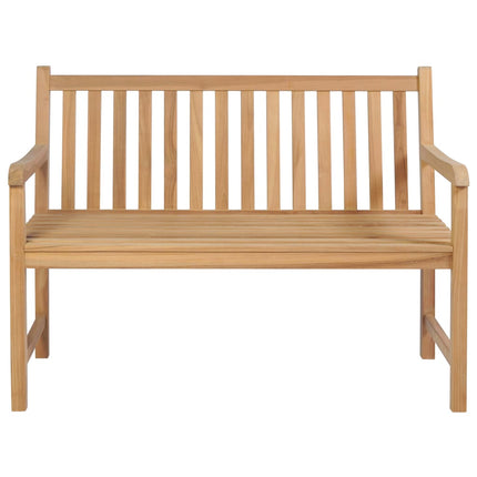 Garden Bench with Wine Red Cushion 120 cm Solid Teak Wood
