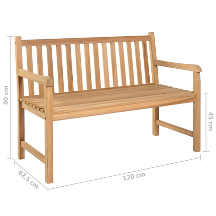 Garden Bench with Wine Red Cushion 120 cm Solid Teak Wood