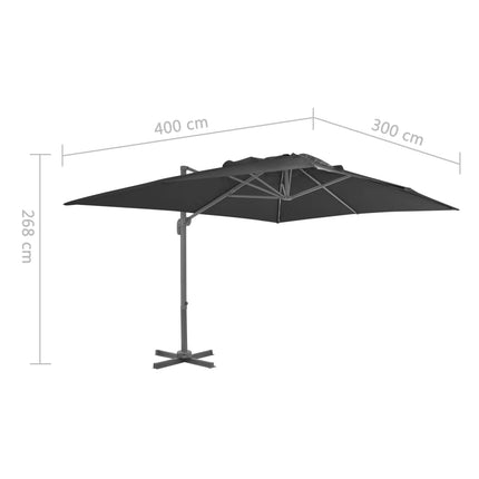 vidaXL Cantilever Umbrella with Aluminium Pole 4x3 m Black