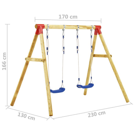 vidaXL Swing Set 230x130x166 cm Solid Pinewood