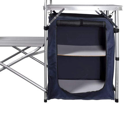 Foldable Camping Kitchen Unit with Windshield Aluminium