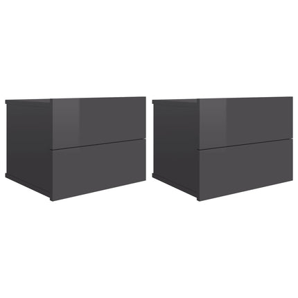 vidaXL Bedside Cabinets 2 pcs High Gloss Grey 40x30x30 cm Chipboard