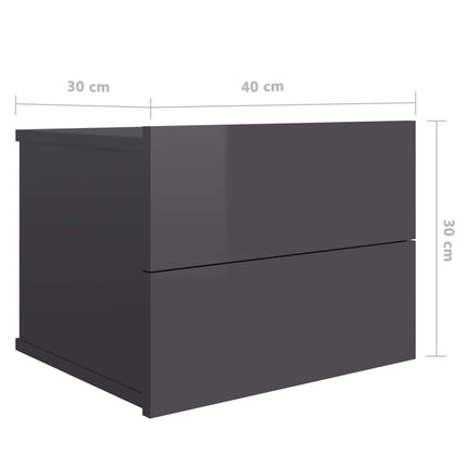 vidaXL Bedside Cabinets 2 pcs High Gloss Grey 40x30x30 cm Chipboard