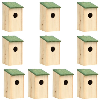 vidaXL Bird Houses 10 pcs Solid Firwood 12x12x22 cm