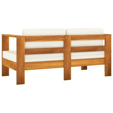 8 Piece Garden Lounge Set with Cream White Cushions Acacia Wood