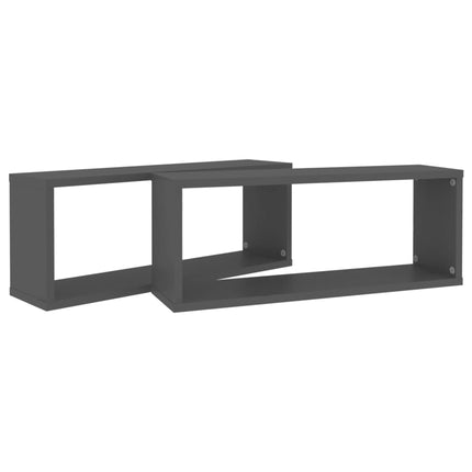 vidaXL Wall Cube Shelves 2 pcs Grey 60x15x23 cm Chipboard