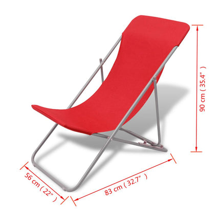 vidaXL Folding Beach Chairs 2 pcs Powder-coated Steel Red