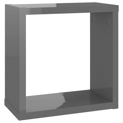 Wall Cube Shelves 4 pcs High Gloss Grey 30x15x30 cm