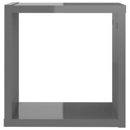 Wall Cube Shelves 4 pcs High Gloss Grey 30x15x30 cm