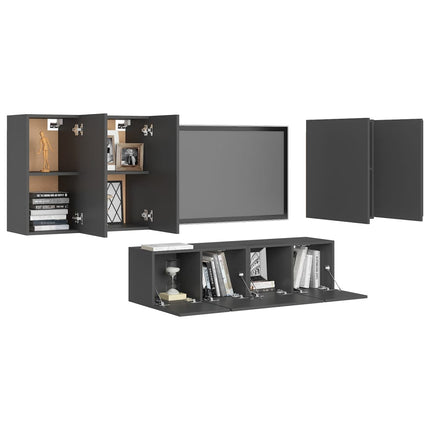 vidaXL 6 Piece TV Cabinet Set Grey Chipboard