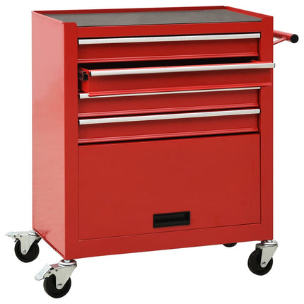 Tool Trolley with 4 Drawers Steel Red