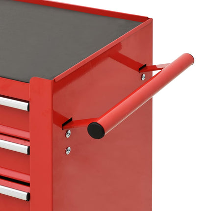 Tool Trolley with 4 Drawers Steel Red