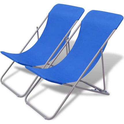 vidaXL Folding Beach Chairs 2 pcs Powder-coated Steel Blue