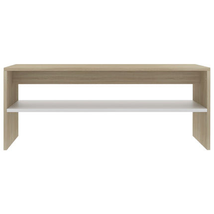 Coffee Table White and Sonoma Oak 100x40x40 cm Engineered Wood