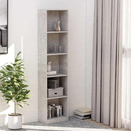 5-Tier Book Cabinet Concrete Grey 40x24x175 cm Engineered Wood
